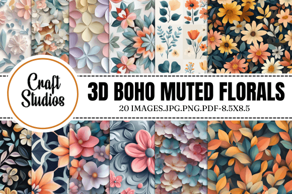 3D Boho Muted Florals Digital Paper: A Versatile and Elegant Design Solution
