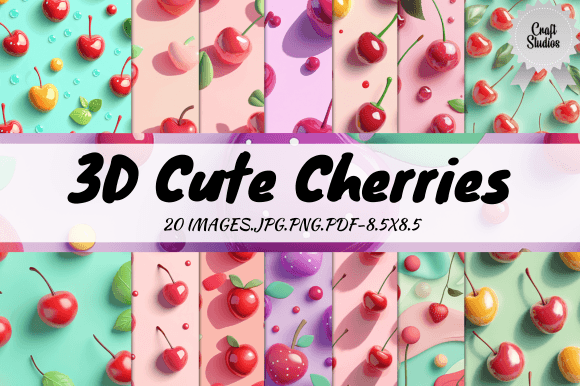 3D Cute Cherries Digital Paper: A Versatile and Charming Craft Resource