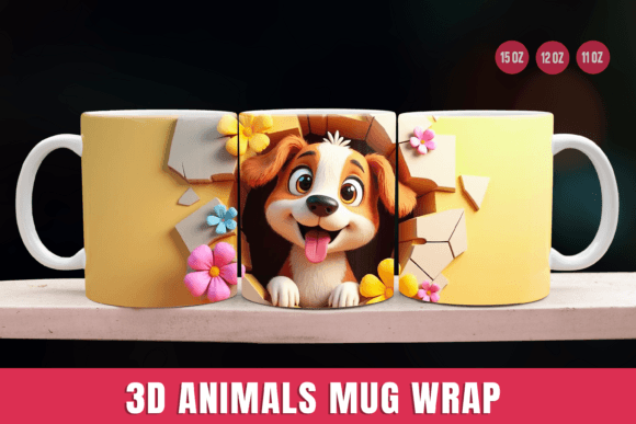 3D Dog Animal Mug Wrap Designs: A Unique Way to Personalize Your Mugs