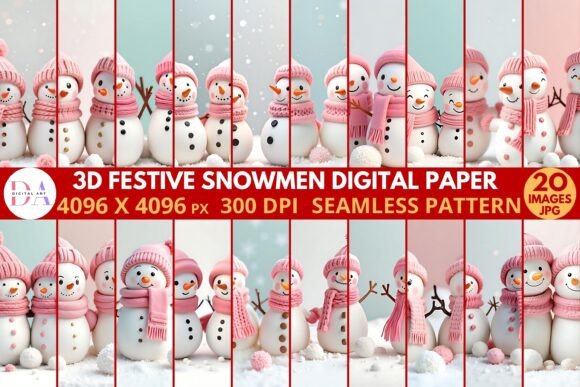 3D Festive Snowmen Digital Paper: A Versatile Tool for Creative Projects