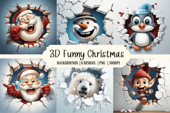 3D Funny Christmas Backgrounds for Creative Projects