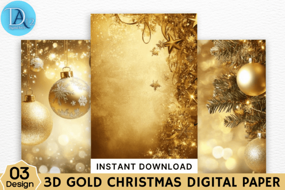 3D Gold Christmas Digital Paper: A Versatile Tool for Your Creative Projects