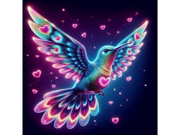 3D Holographic Hummingbird: A Shimmering Design Asset