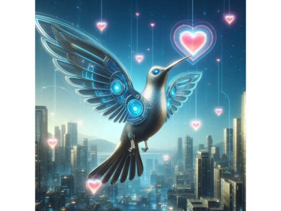 3D Hummingbird with Metallic Wings: A Versatile Artwork