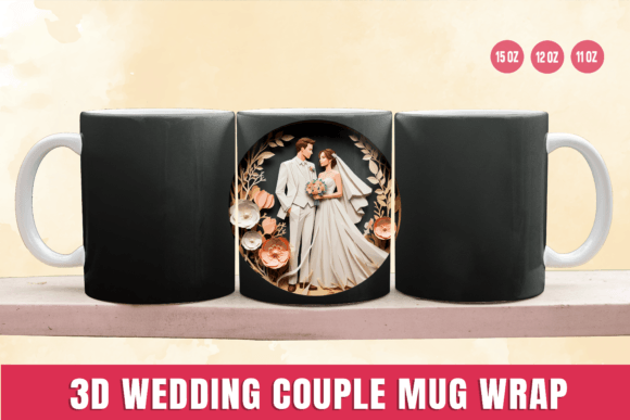 3D Wedding Couple Mug Wrap Design: A Unique Gift for Special Occasions