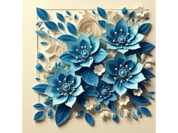 A Shadowbox Art of Blue Flowers with 3D: A Unique and Versatile Creative Solution