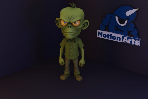 Angry Green Zombie 3D Printable Model