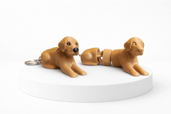 Charming Articulated Lab Dog Keychain Set