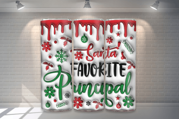 Embrace the Holiday Spirit with Santa’s Favorite Principal 3D Christmas Tumbler