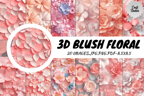 Enhance Your Designs with 3D Blush Floral Digital Paper