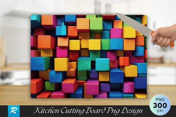 Enhance Your Kitchen with the 3D Colorful Boxes Cutting Board