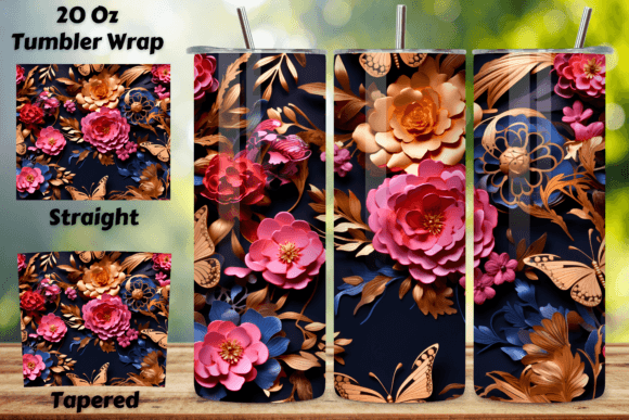 Enhance Your Tumbler with 3D Floral Arrangement Tumbler Wrap, PNG