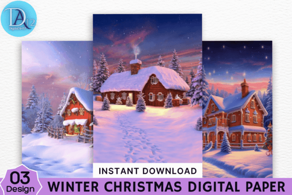 Explore 3D Winter Christmas Digital Paper