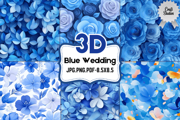 Explore the Versatility of 3D Blue Wedding Digital Paper