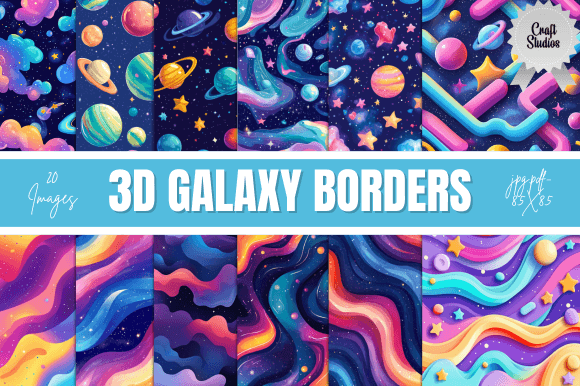 Explore the Versatility of 3D Galaxy Borders Digital Paper