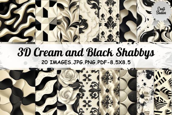 Strategic Use of 3D Cream and Black Shabbys Digital Paper for Creative Projects