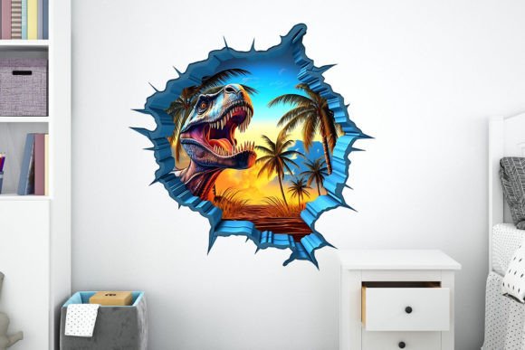 Strategic Use of 3D Dinosaur Cracked Hole Sticker for Enhanced Visual Impact