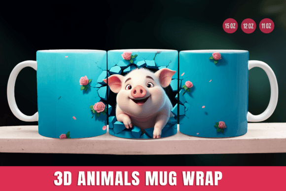 Transform Your Mug with a 3D Pig Hole in a Wall Mug Wrap