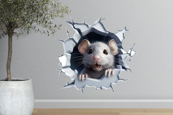 Transform Your Space with the 3D Mouse Peeks out of a Hole Sticker